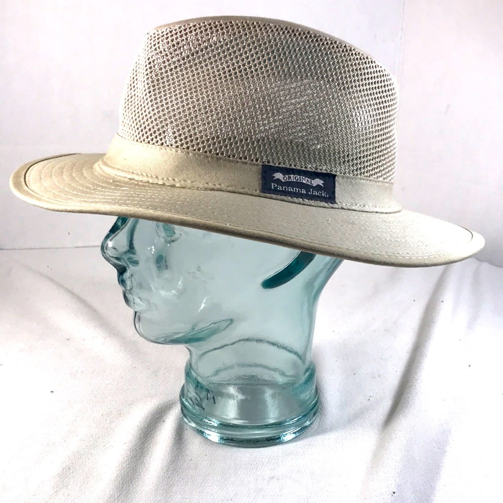 Panama Jack Original Unisex Beige Lightweight Mesh Safari Hat Size XL